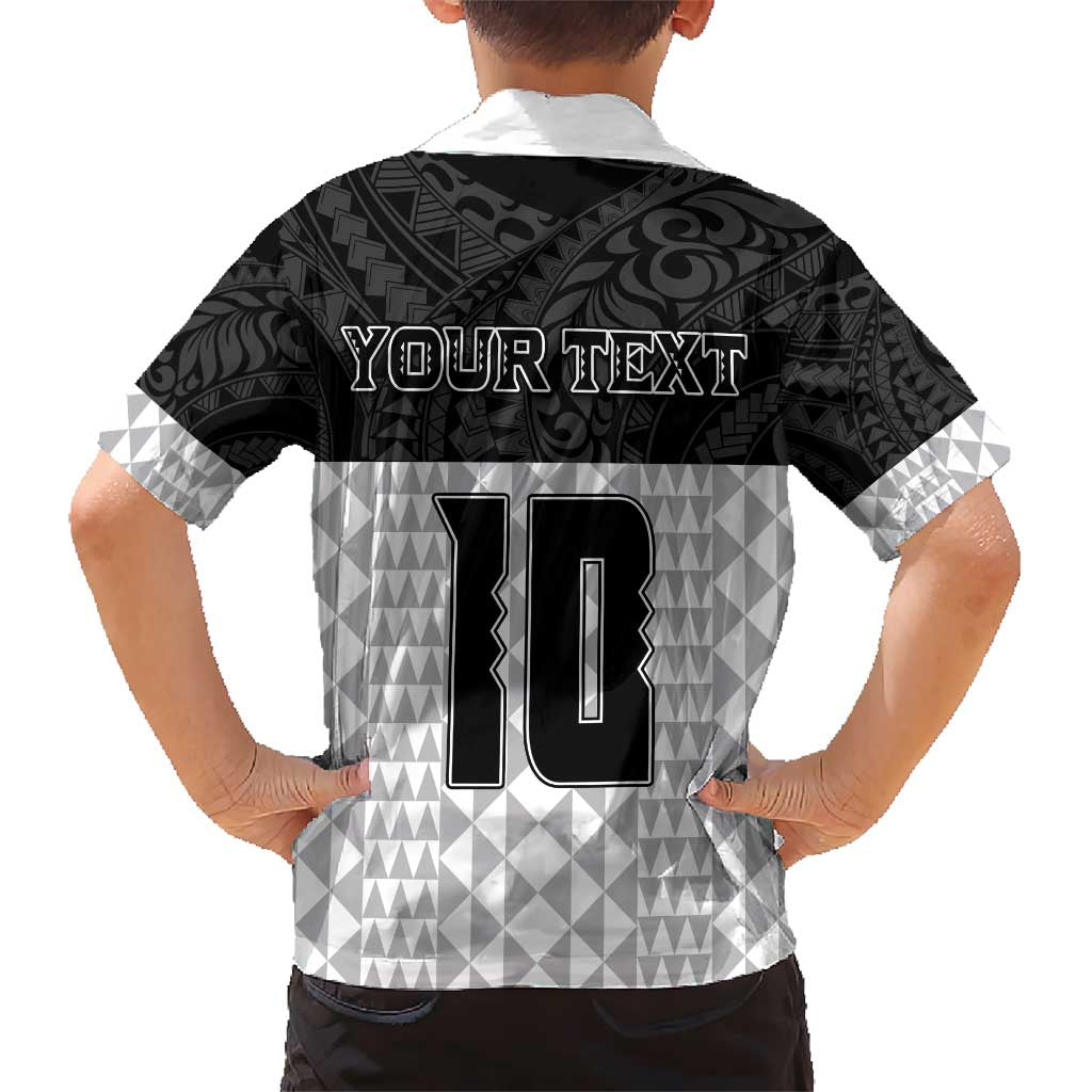 Custom Hawaii Volleyball-Kakau Motif Grayscale Color Kid Hawaiian Shirt