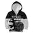 Custom Hawaii Volleyball-Kakau Motif Grayscale Color Kid Hoodie