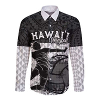 Custom Hawaii Volleyball-Kakau Motif Grayscale Color Long Sleeve Button Shirt