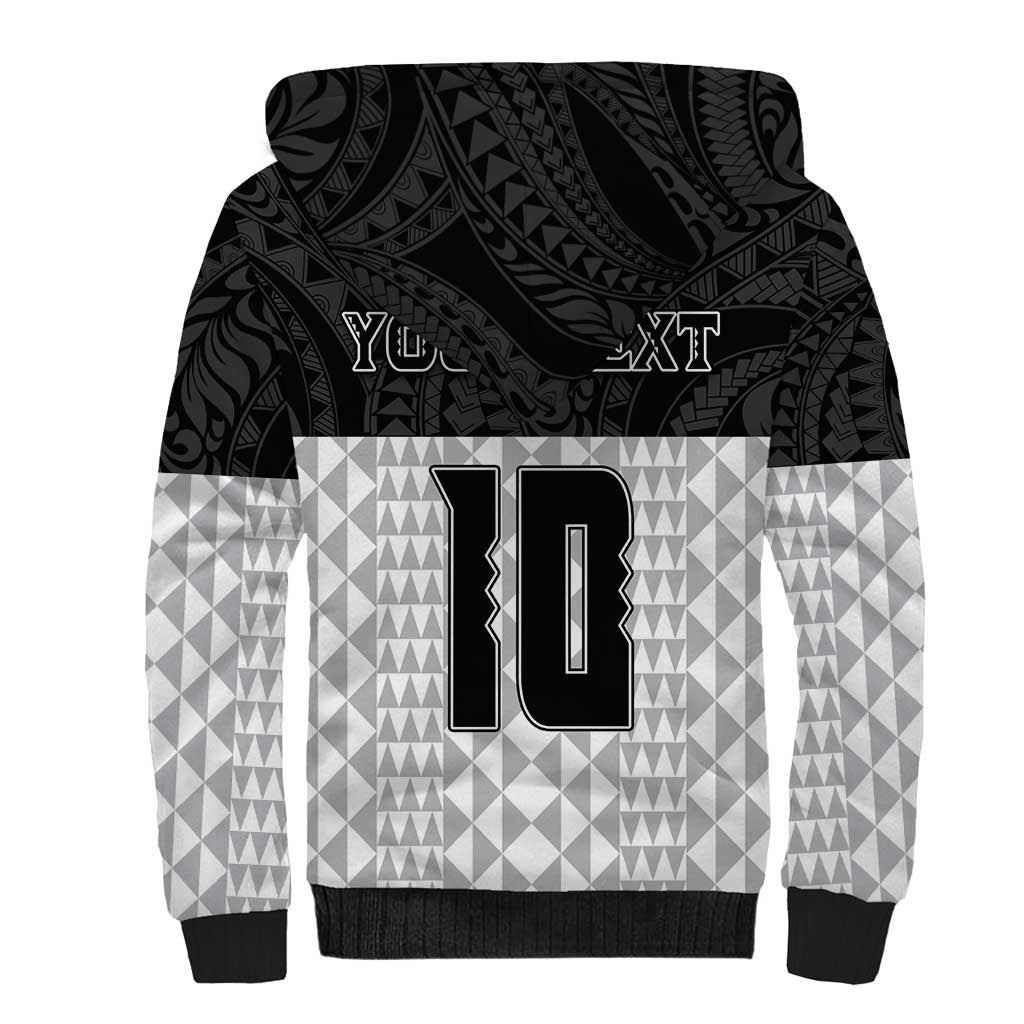 Custom Hawaii Volleyball-Kakau Motif Grayscale Color Sherpa Hoodie LT03 - Polynesian Pride