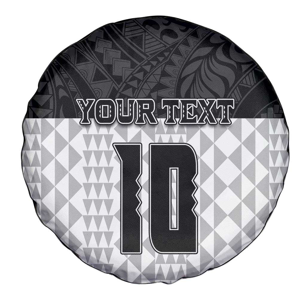 Custom Hawaii Volleyball-Kakau Motif Grayscale Color Spare Tire Cover