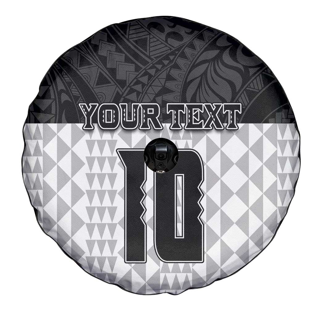 Custom Hawaii Volleyball-Kakau Motif Grayscale Color Spare Tire Cover