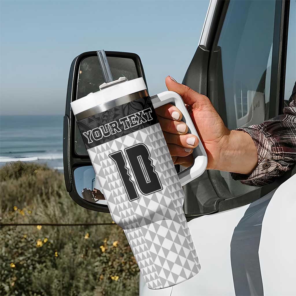 Custom Hawaii Volleyball-Kakau Motif Grayscale Color Tumbler With Handle