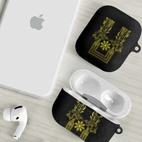 Philippines Barong Style AirPods Case with Polynesian Art and Leaf Motif Black-Gold Color LT03 - Polynesian Pride