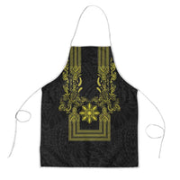 Philippines Barong Style Apron with Polynesian Art and Leaf Motif Black-Gold Color LT03 Black - Polynesian Pride