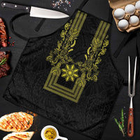 Philippines Barong Style Apron with Polynesian Art and Leaf Motif Black-Gold Color LT03 Black - Polynesian Pride