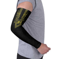 Philippines Barong Style Arm Sleeves with Polynesian Art and Leaf Motif Black-Gold Color LT03 - Polynesian Pride