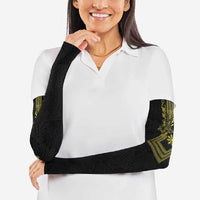 Philippines Barong Style Arm Sleeves with Polynesian Art and Leaf Motif Black-Gold Color LT03 - Polynesian Pride