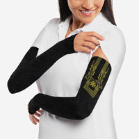 Philippines Barong Style Arm Sleeves with Polynesian Art and Leaf Motif Black-Gold Color LT03 - Polynesian Pride