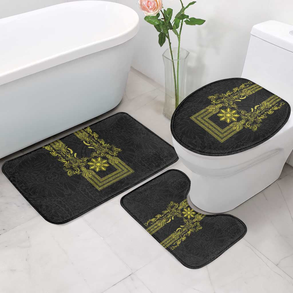 Philippines Barong Style Bathroom Set with Polynesian Art and Leaf Motif Black-Gold Color LT03 - Polynesian Pride
