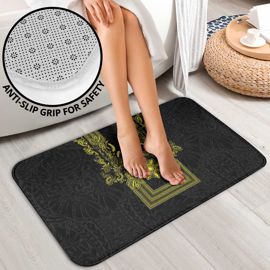 Philippines Barong Style Bathroom Set with Polynesian Art and Leaf Motif Black-Gold Color LT03 - Polynesian Pride