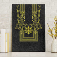 Philippines Barong Style Canvas Wall Art with Polynesian Art and Leaf Motif Black-Gold Color