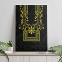 Philippines Barong Style Canvas Wall Art with Polynesian Art and Leaf Motif Black-Gold Color