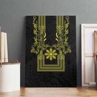 Philippines Barong Style Canvas Wall Art with Polynesian Art and Leaf Motif Black-Gold Color