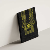 Philippines Barong Style Canvas Wall Art with Polynesian Art and Leaf Motif Black-Gold Color