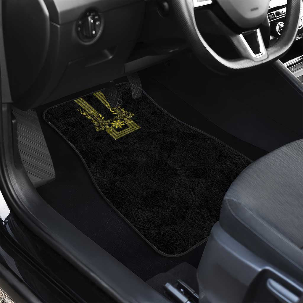 Philippines Barong Style Car Mats with Polynesian Art and Leaf Motif Black-Gold Color LT03 - Polynesian Pride