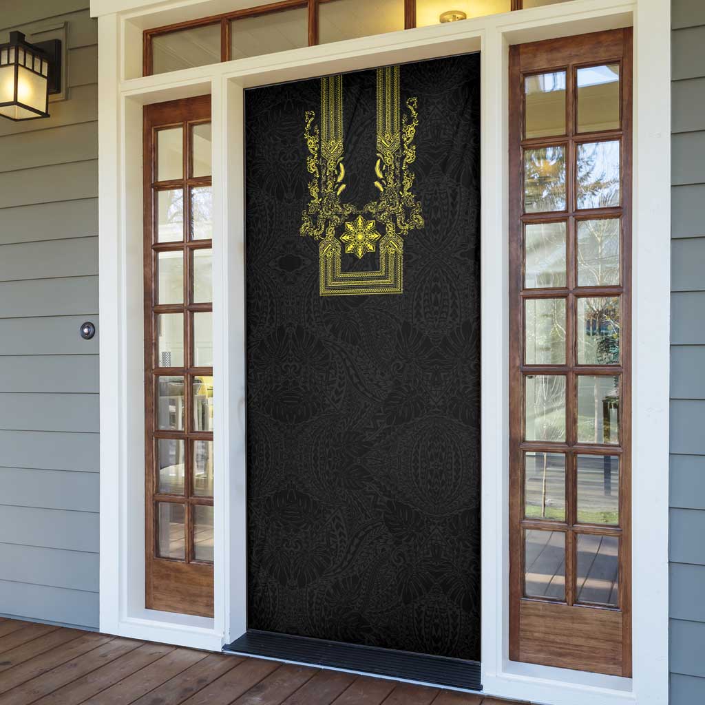 Philippines Barong Style Door Cover with Polynesian Art and Leaf Motif Black-Gold Color LT03 - Polynesian Pride