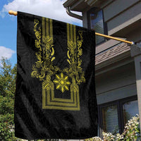 Philippines Barong Style Garden Flag with Polynesian Art and Leaf Motif Black-Gold Color LT03 - Polynesian Pride
