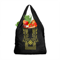 Philippines Barong Style Grocery Bag with Polynesian Art and Leaf Motif Black-Gold Color LT03 1-pack One Size Black - Polynesian Pride