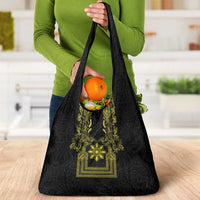 Philippines Barong Style Grocery Bag with Polynesian Art and Leaf Motif Black-Gold Color LT03 - Polynesian Pride