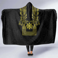 Philippines Barong Style Hooded Blanket with Polynesian Art and Leaf Motif Black-Gold Color LT03 One Size Black - Polynesian Pride