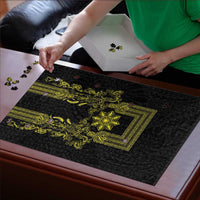 Philippines Barong Style Puzzle with Polynesian Art and Leaf Motif Black-Gold Color LT03 - Polynesian Pride