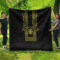 Philippines Barong Style Quilt with Polynesian Art and Leaf Motif Black-Gold Color LT03 - Polynesian Pride