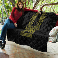 Philippines Barong Style Quilt with Polynesian Art and Leaf Motif Black-Gold Color LT03 - Polynesian Pride