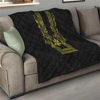 Philippines Barong Style Quilt with Polynesian Art and Leaf Motif Black-Gold Color LT03 - Polynesian Pride