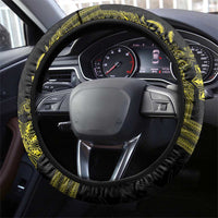 Philippines Barong Style Steering Wheel Cover with Polynesian Art and Leaf Motif Black-Gold Color LT03 - Polynesian Pride