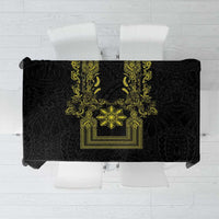 Philippines Barong Style Tablecloth with Polynesian Art and Leaf Motif Black-Gold Color LT03 Black - Polynesian Pride