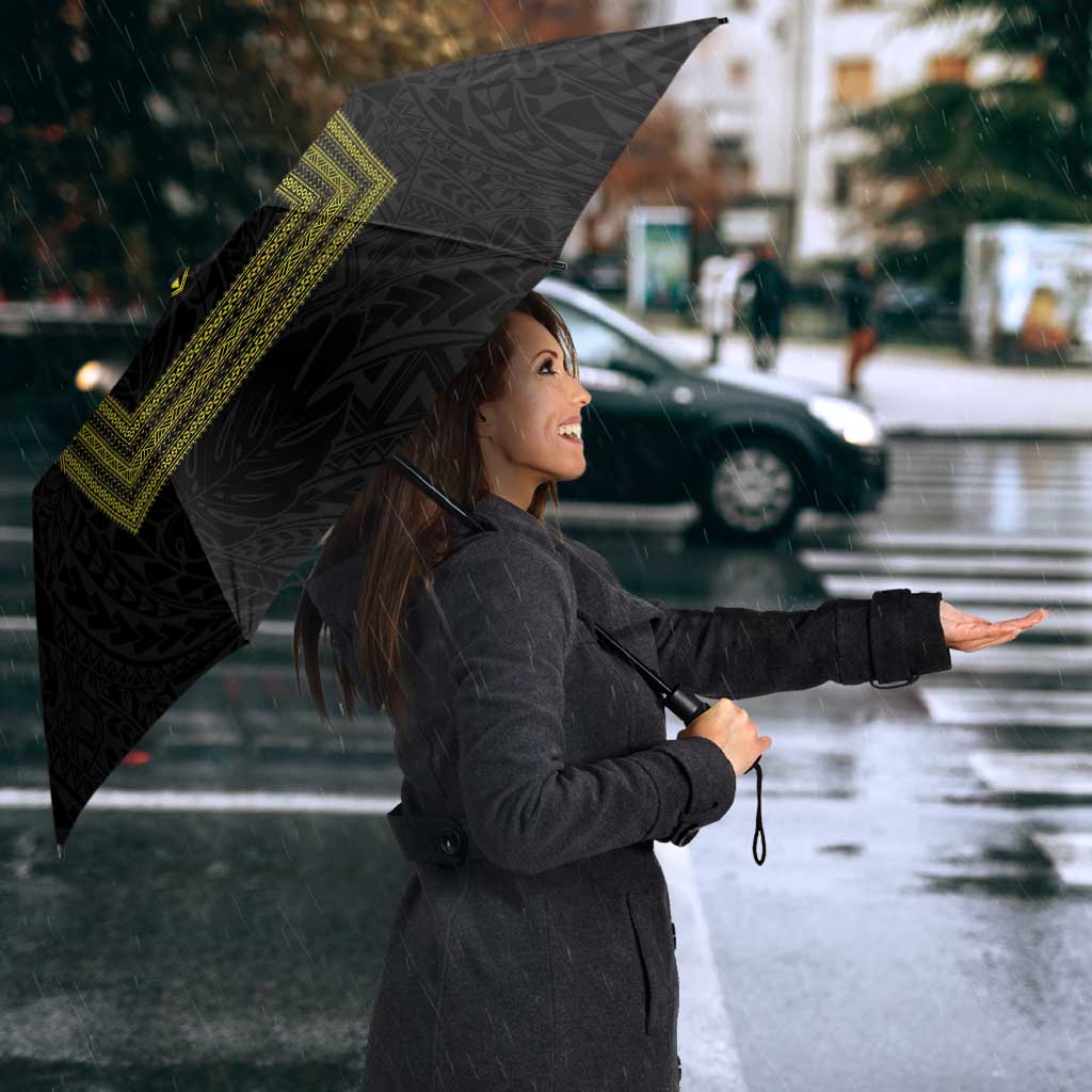 Philippines Barong Style Umbrella with Polynesian Art and Leaf Motif Black-Gold Color LT03 - Polynesian Pride