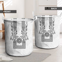 Philippines Barong Style Laundry Basket with Polynesian Art and Leaf Motif Black-White Color LT03 - Polynesian Pride
