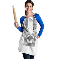 Philippines Barong Style Apron with Polynesian Art and Leaf Motif Black-White Color LT03 - Polynesian Pride