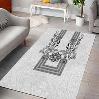 Philippines Barong Style Area Rug with Polynesian Art and Leaf Motif Black-White Color LT03 - Polynesian Pride