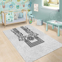 Philippines Barong Style Area Rug with Polynesian Art and Leaf Motif Black-White Color LT03 - Polynesian Pride