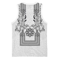 Philippines Barong Style Basketball Jersey with Polynesian Art and Leaf Motif Black-White Color LT03 - Polynesian Pride