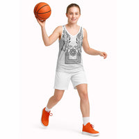 Philippines Barong Style Basketball Jersey with Polynesian Art and Leaf Motif Black-White Color LT03 - Polynesian Pride