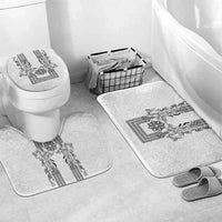 Philippines Barong Style Bathroom Set with Polynesian Art and Leaf Motif Black-White Color LT03 Mat Set Only (3 pcs) One Size White - Polynesian Pride