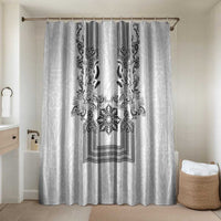 Philippines Barong Style Bathroom Set with Polynesian Art and Leaf Motif Black-White Color LT03 Shower Curtain Only White - Polynesian Pride