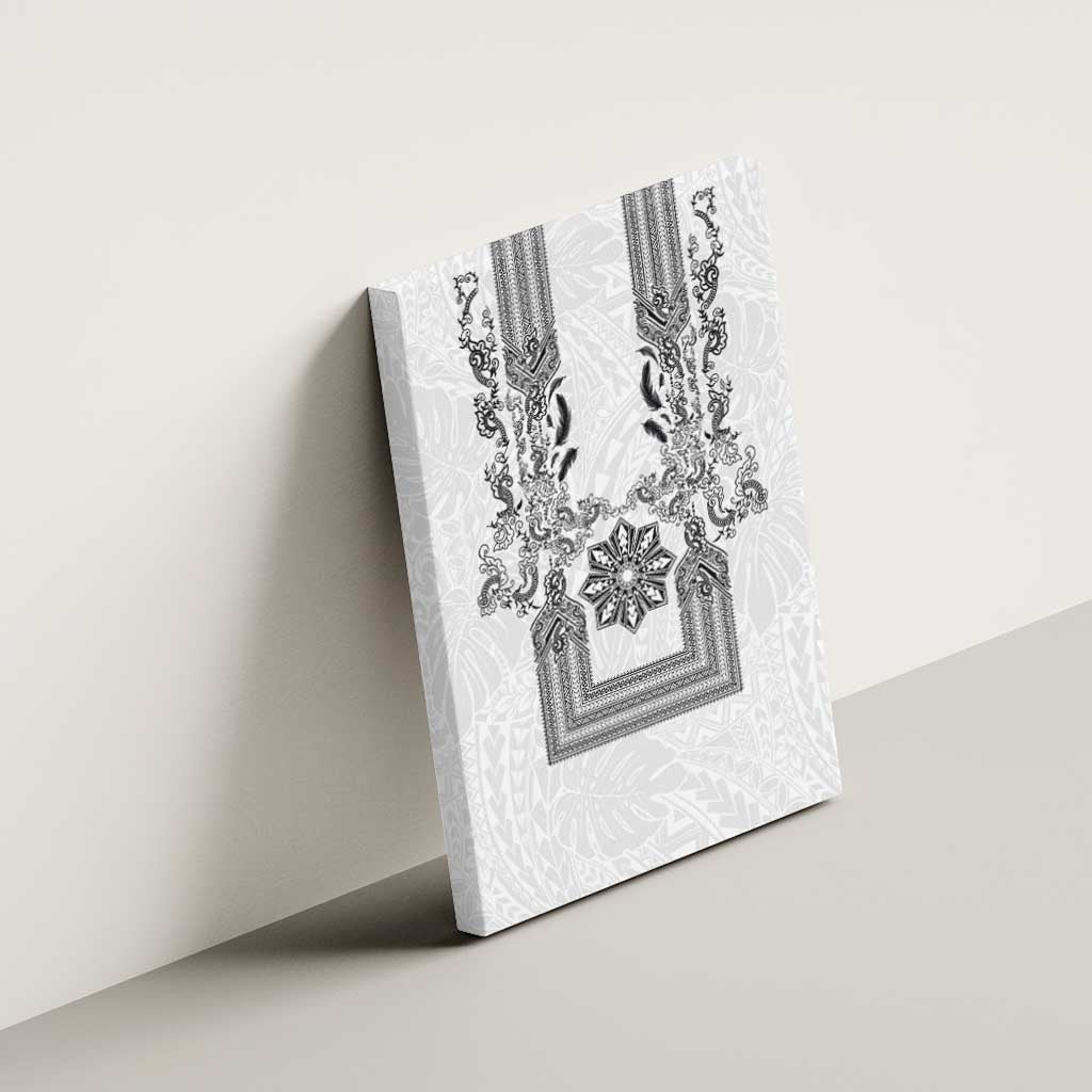 Philippines Barong Style Canvas Wall Art with Polynesian Art and Leaf Motif Black-White Color LT03 - Polynesian Pride