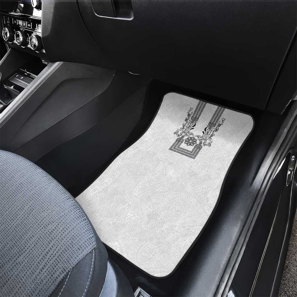 Philippines Barong Style Car Mats with Polynesian Art and Leaf Motif Black-White Color LT03 - Polynesian Pride