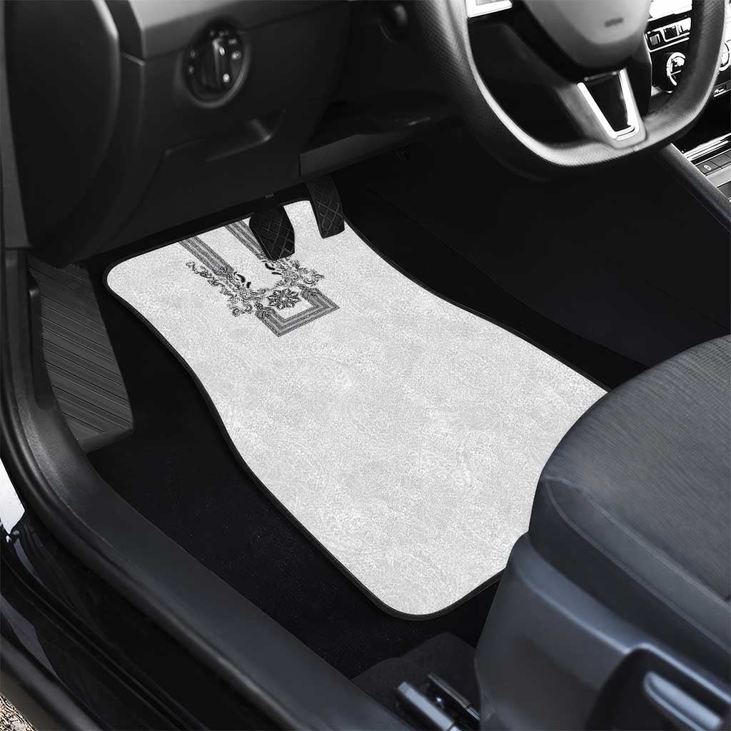 Philippines Barong Style Car Mats with Polynesian Art and Leaf Motif Black-White Color LT03 - Polynesian Pride