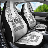 Philippines Barong Style Car Seat Cover with Polynesian Art and Leaf Motif Black-White Color LT03 - Polynesian Pride