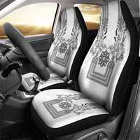 Philippines Barong Style Car Seat Cover with Polynesian Art and Leaf Motif Black-White Color LT03 - Polynesian Pride