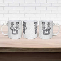 Philippines Barong Style Ceramic Mug with Polynesian Art and Leaf Motif Black-White Color LT03 - Polynesian Pride