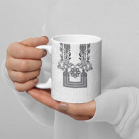 Philippines Barong Style Ceramic Mug with Polynesian Art and Leaf Motif Black-White Color LT03 - Polynesian Pride