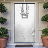 Philippines Barong Style Door Cover with Polynesian Art and Leaf Motif Black-White Color LT03 White - Polynesian Pride