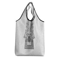 Philippines Barong Style Grocery Bag with Polynesian Art and Leaf Motif Black-White Color LT03 - Polynesian Pride