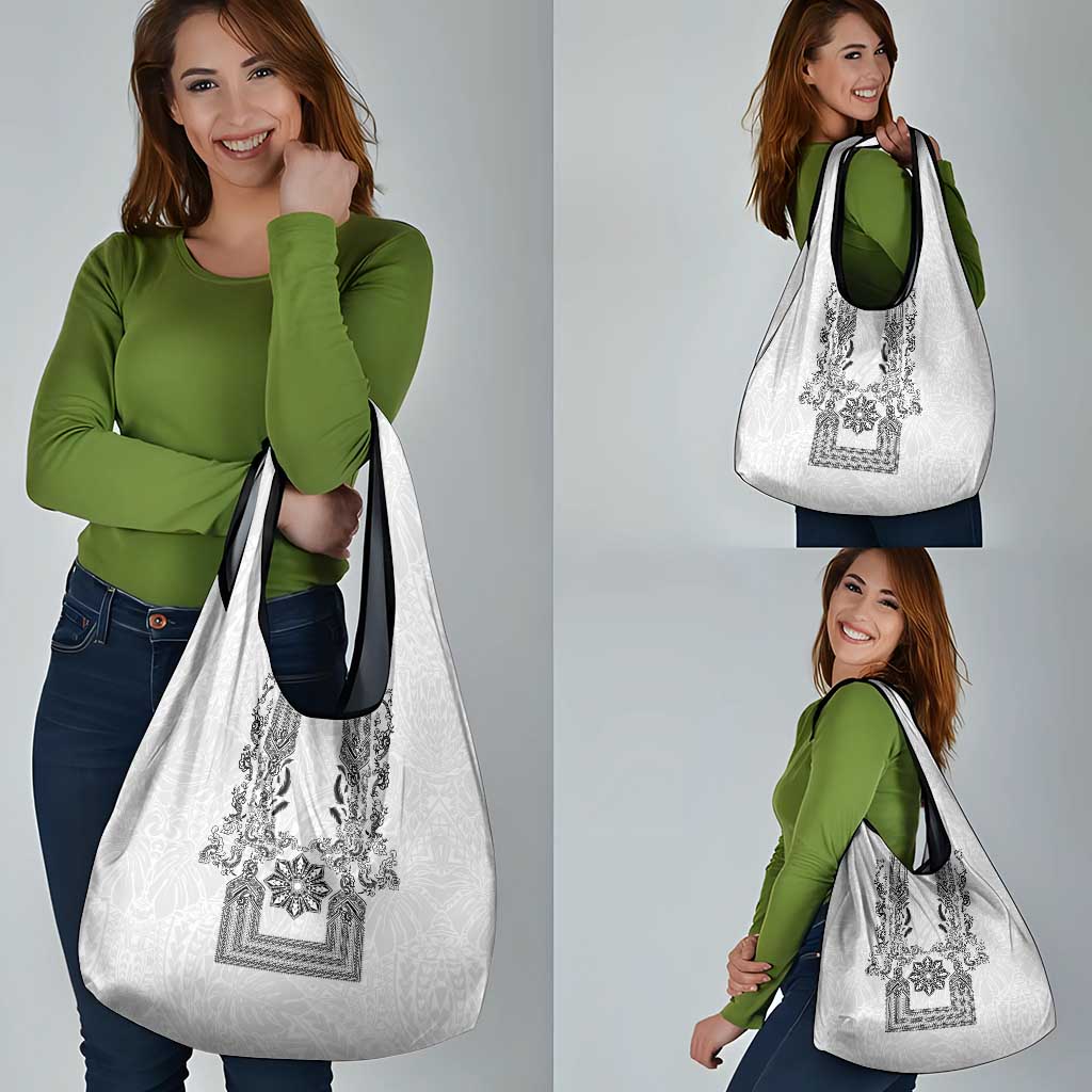 Philippines Barong Style Grocery Bag with Polynesian Art and Leaf Motif Black-White Color LT03 - Polynesian Pride